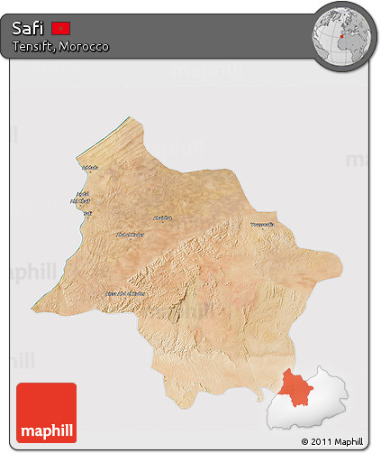 Satellite 3D Map of Safi, cropped outside