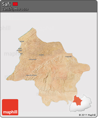 Satellite 3D Map of Safi, cropped outside