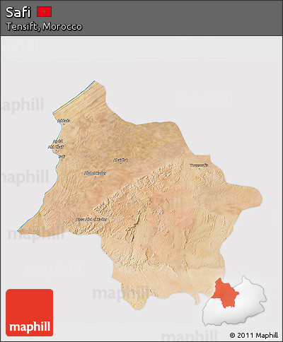 Satellite 3D Map of Safi, cropped outside