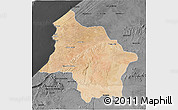Satellite 3D Map of Safi, darken, desaturated