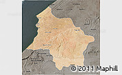 Satellite 3D Map of Safi, darken, semi-desaturated