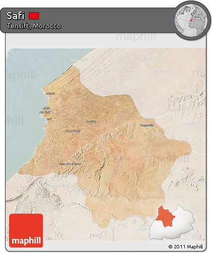 Satellite 3D Map of Safi, lighten