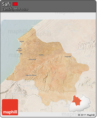 Satellite 3D Map of Safi, lighten