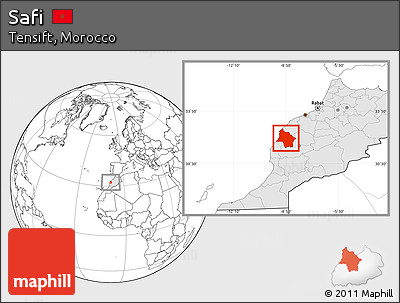 Blank Location Map of Safi, highlighted country