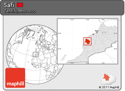 Blank Location Map of Safi, highlighted country