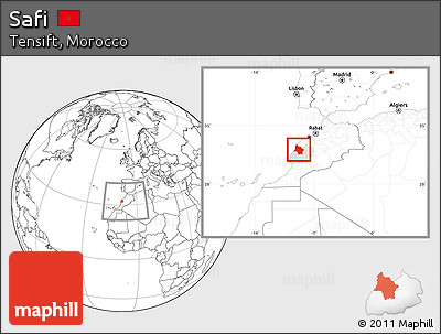 Blank Location Map of Safi, highlighted parent region, within the entire country