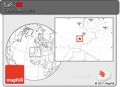Blank Location Map of Safi, highlighted parent region, within the entire country