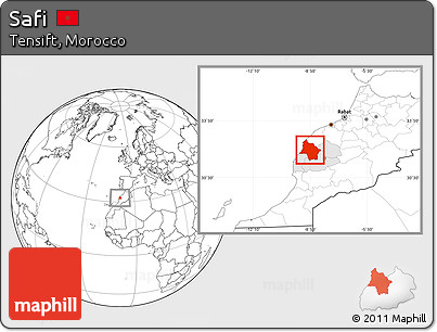Blank Location Map of Safi, highlighted parent region