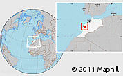 Gray Location Map of Safi, highlighted country, within the entire country