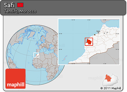 Gray Location Map of Safi, highlighted country