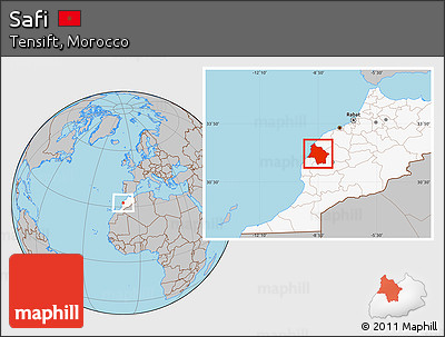 Gray Location Map of Safi, highlighted country