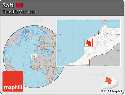Gray Location Map of Safi, highlighted country