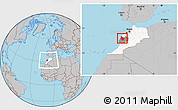 Gray Location Map of Safi, highlighted country, highlighted parent region, within the entire country