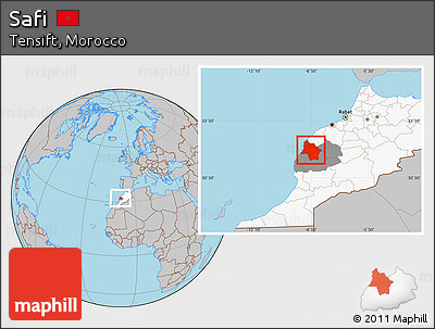 Gray Location Map of Safi, highlighted country, highlighted parent region