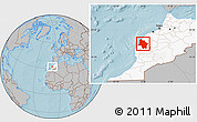 Gray Location Map of Safi, highlighted country, hill shading