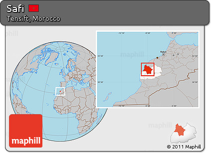 Gray Location Map of Safi, highlighted parent region