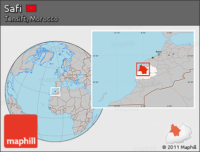 Gray Location Map of Safi, highlighted parent region