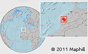 Gray Location Map of Safi, hill shading