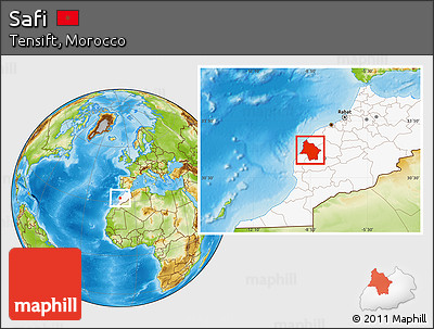 Physical Location Map of Safi, highlighted country