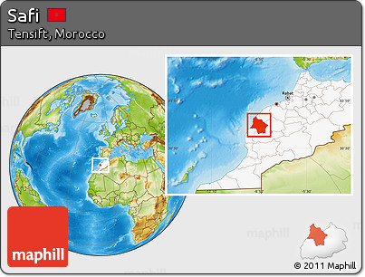 Physical Location Map of Safi, highlighted country
