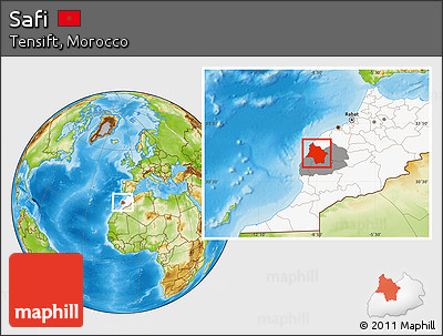 Physical Location Map of Safi, highlighted country, highlighted parent region