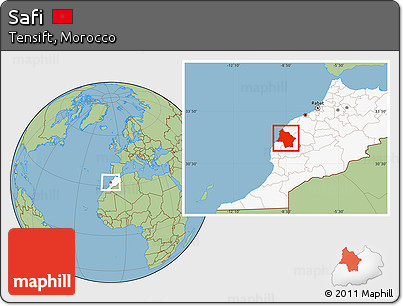 Savanna Style Location Map of Safi, highlighted country