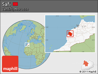 Savanna Style Location Map of Safi, highlighted country