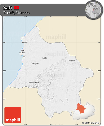 Classic Style Map of Safi, single color outside