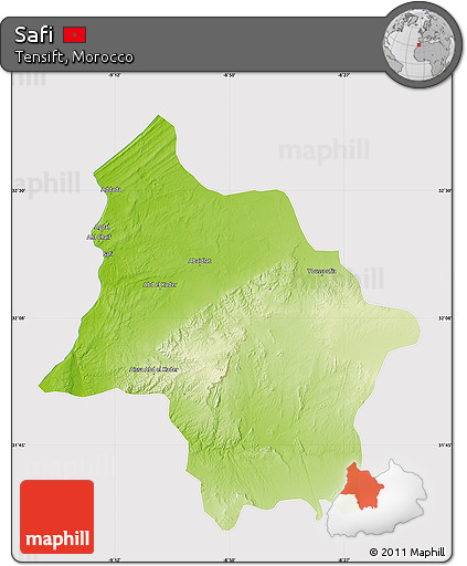 Physical Map of Safi, cropped outside