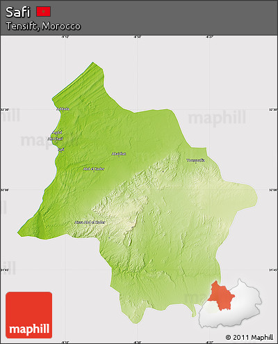 Physical Map of Safi, cropped outside