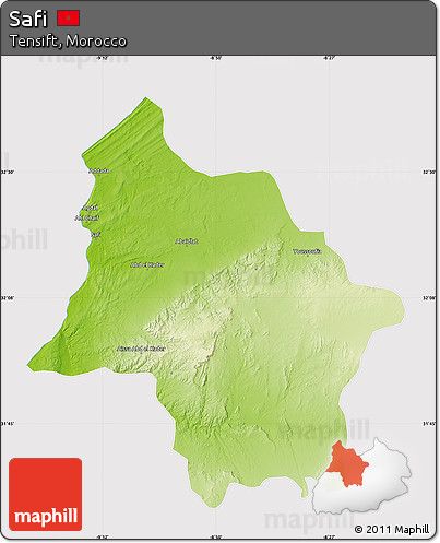 Physical Map of Safi, cropped outside
