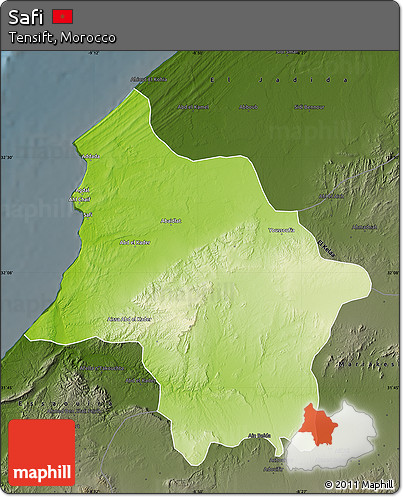 Physical Map of Safi, darken