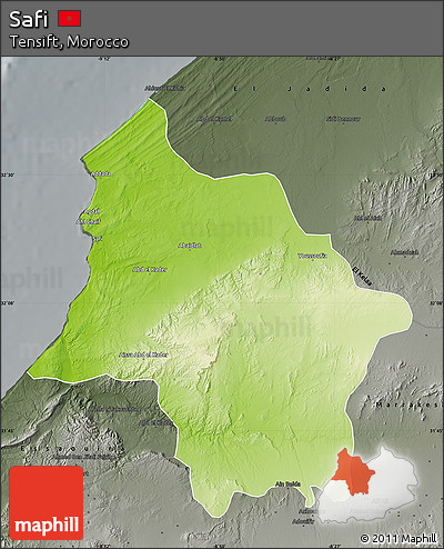 Physical Map of Safi, darken, semi-desaturated