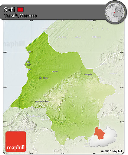 Physical Map of Safi, lighten