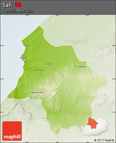 Physical Map of Safi, lighten