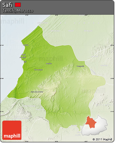Physical Map of Safi, lighten