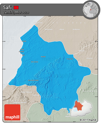 Political Map of Safi, lighten, semi-desaturated