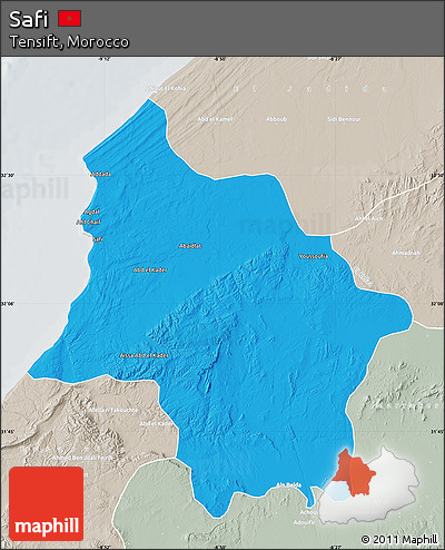 Political Map of Safi, lighten, semi-desaturated