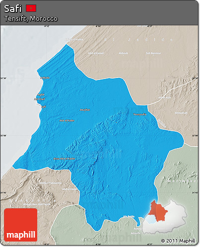 Political Map of Safi, lighten, semi-desaturated