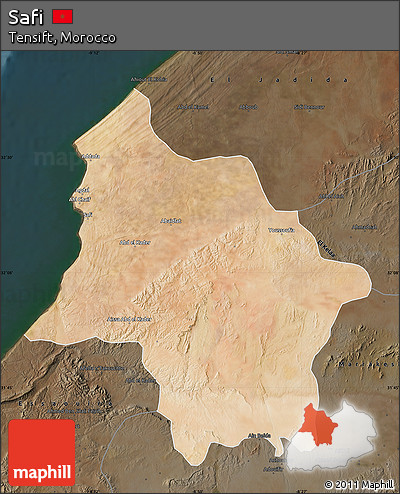 Satellite Map of Safi, darken