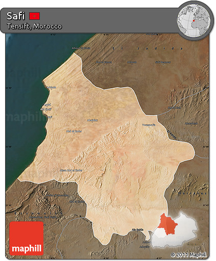 Satellite Map of Safi, darken