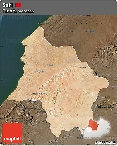 Satellite Map of Safi, darken