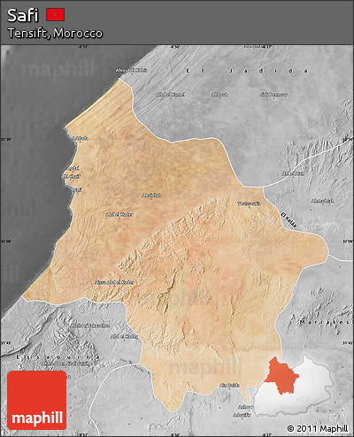 Satellite Map of Safi, desaturated