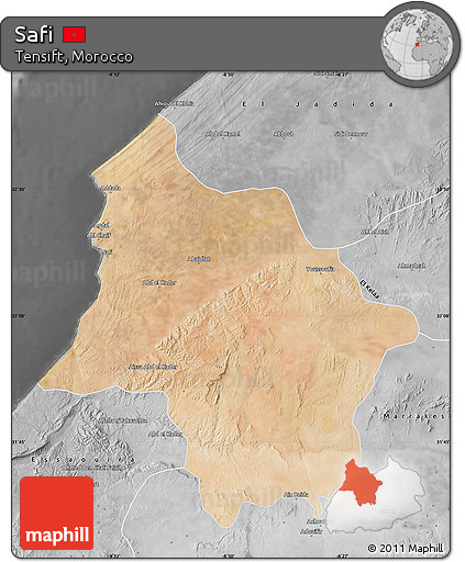 Satellite Map of Safi, desaturated