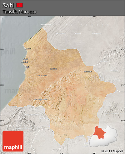 Satellite Map of Safi, lighten, semi-desaturated