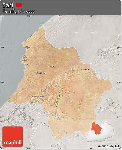 Satellite Map of Safi, lighten, semi-desaturated