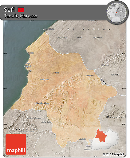 Satellite Map of Safi, semi-desaturated