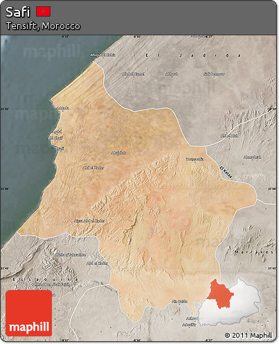 Satellite Map of Safi, semi-desaturated