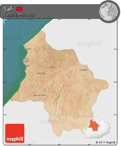 Satellite Map of Safi, single color outside