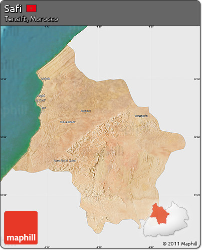 Satellite Map of Safi, single color outside